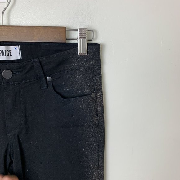Paige Verdugo Ankle black gold glitter jeans 27 - Picture 2 of 7